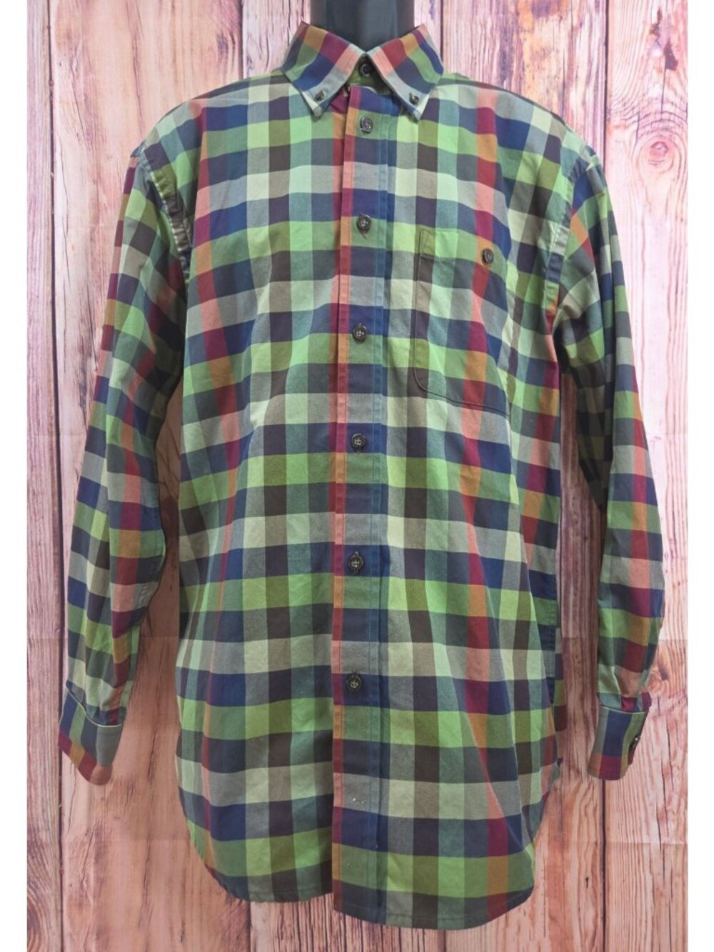 Orvis Mens Green Plaid Long Sleeve Shirt Size Medium